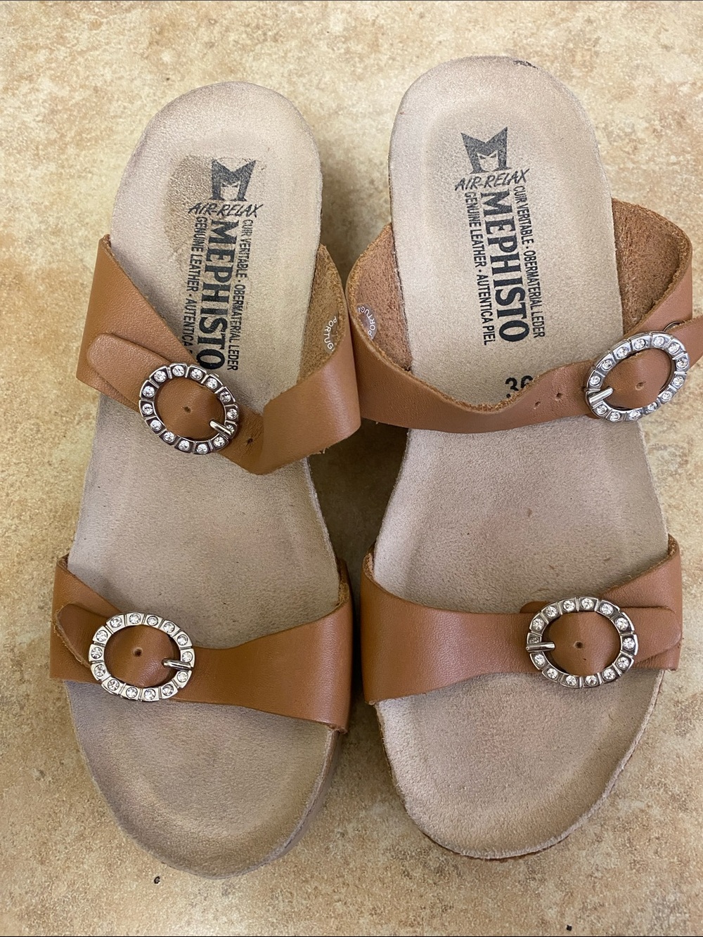 Mephisto Women's Leather Wedged Sandals